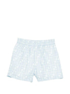 Shorts per neonato Fendi Kids azzurri con logo FF jacquard BMF278 AY8C F0EX7 FENDI KIDS 