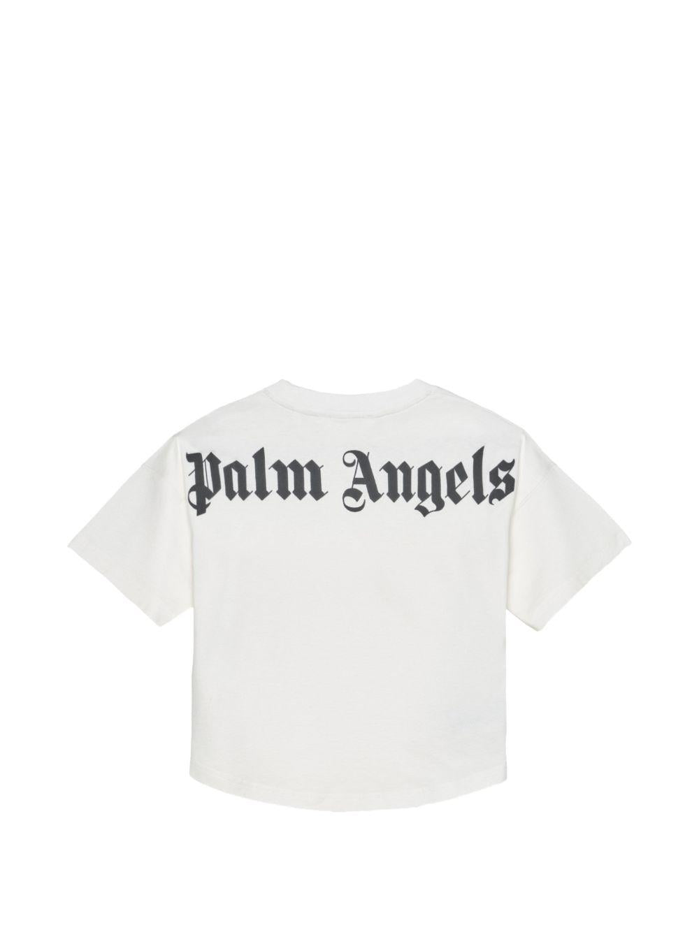 T-shirt per bambino Palm Angels Kids bianca con logo sul retro PBAA002S26JER001 002 PALM ANGELS KIDS 