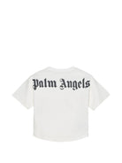 T-shirt per bambino Palm Angels Kids bianca con logo sul retro PBAA002S26JER001 002 PALM ANGELS KIDS 