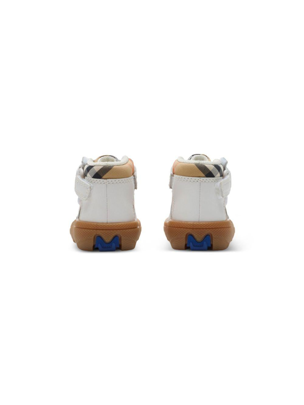 Sneakers per neonato Burberry kids bianco alte a quadri con chiusura frontale a strappo 8099969 B9368 BURBERRY KIDS 