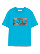 T-shirt con stampa per bambino MSGM Kids azzurro con orlo dritto S5MSJBTH036 MS011 MSGM KIDS 