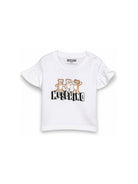T-shirt per neonata Moschino Kids bianca con stampa orsetti MDM03QLAA17 10101 MOSCHINO KIDS 