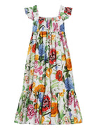 Abito per bambina Dolce & Gabbana Kids bianco con stampa a fiori L54DG1 HS5S5 HA5KU DOLCE & GABBANA KIDS 