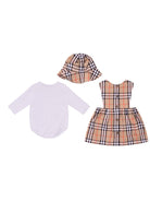 Set abito e body per neonata Burberry Kids beige con motivo a quadri 8117967 B9368 BURBERRY KIDS 