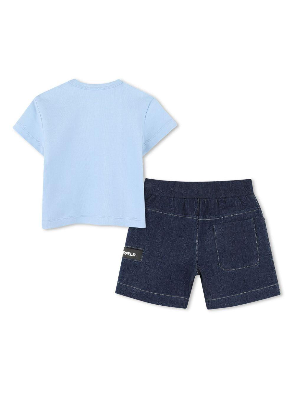 Set con shorts per neonato Karl Lagerfeld Kids blu con motivo Ikonik Karl Z30504 782 KARL LAGERFELD KIDS 