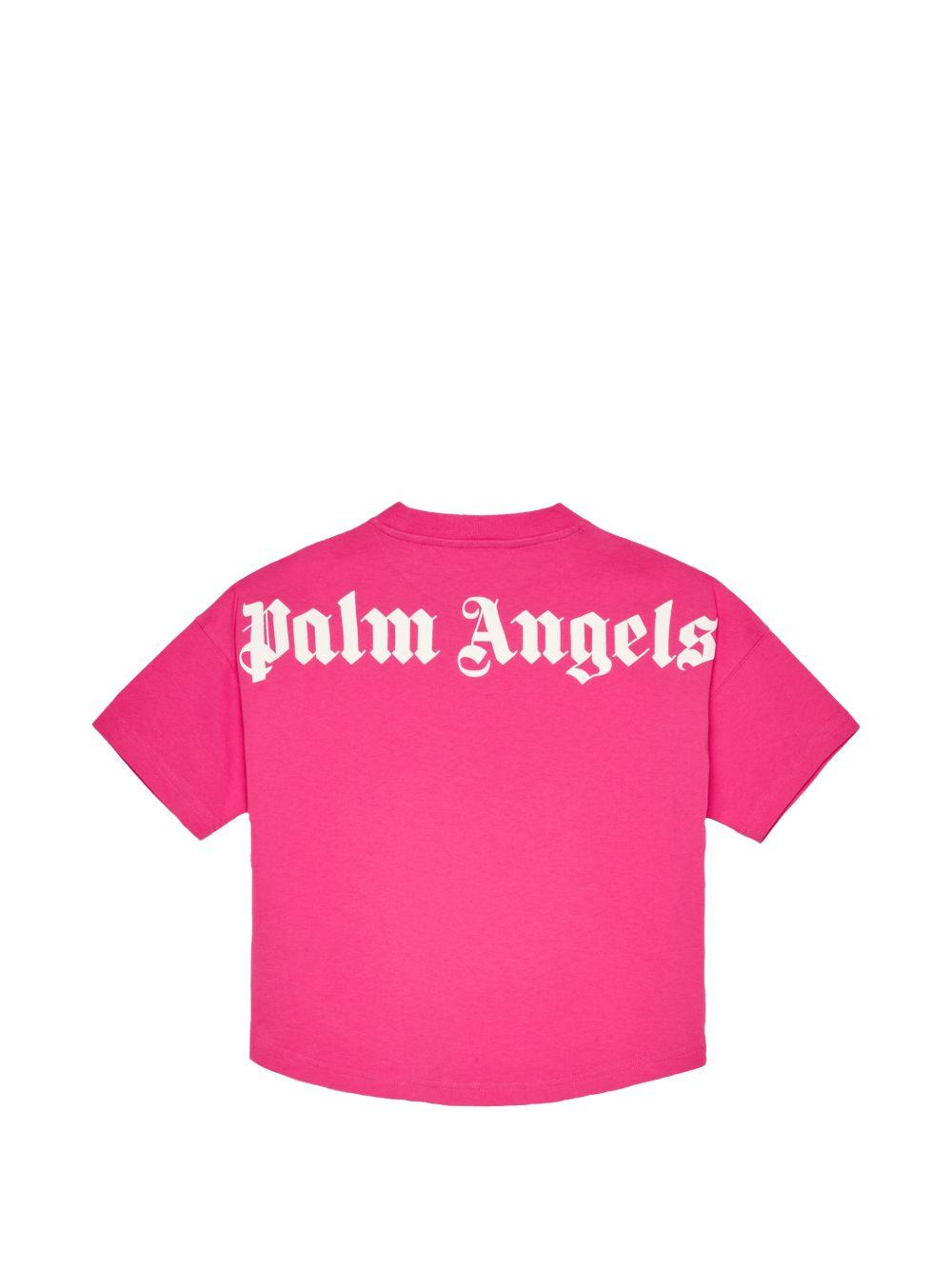 T-shirt per bambina Palm Angels fucsia con stampa con logo PGAA001S26JER001 044 PALM ANGELS KIDS 