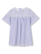 Abito per neonata Chloé Kids blu a righe con trama popeline C20554 N48 CHLOE' KIDS 