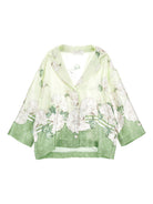 Camicia per bambina Monnalisa verde a pois con stampa a fiori 71G302 7668 0020 MONNALISA KIDS 