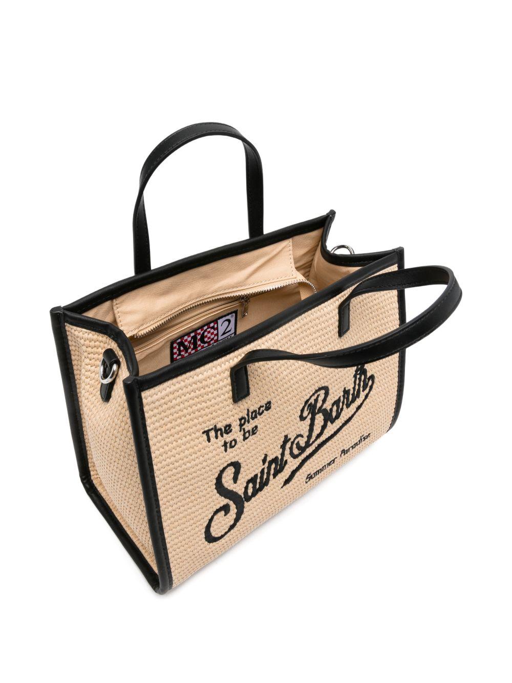 Borsa Vivian Mini MC2 Saint Barth beige con logo ricamato sul davanti VIVM001 00421L MC2 ST. BARTH KIDS 