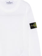 Maglione per bambino Stone Island Kids bianco con applicazione logo sulla manica L2S165100009S0C04 V0001 STONE ISLAND KIDS 