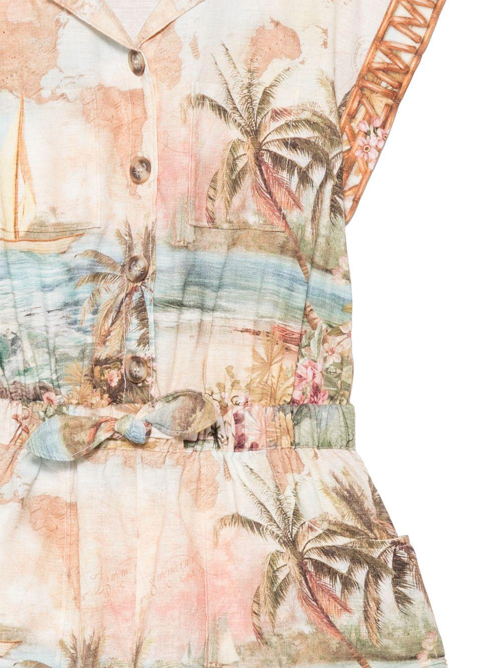 Tuta intera per bambina Zimmermann Kids beige con stampa grafica all-over 1239YS S263 ZIMMERMANN KIDS 