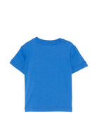 T-shirt per neonato Moschino Kids azzurra con dettagli in rilievo MVM047LAA24 40630 MOSCHINO KIDS 