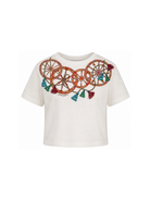 T-shirt per bambina Dolce & Gabbana Kids bianco con stampa Carretto Siciliano L5JTNL G7P5Y W0111 DOLCE & GABBANA KIDS 
