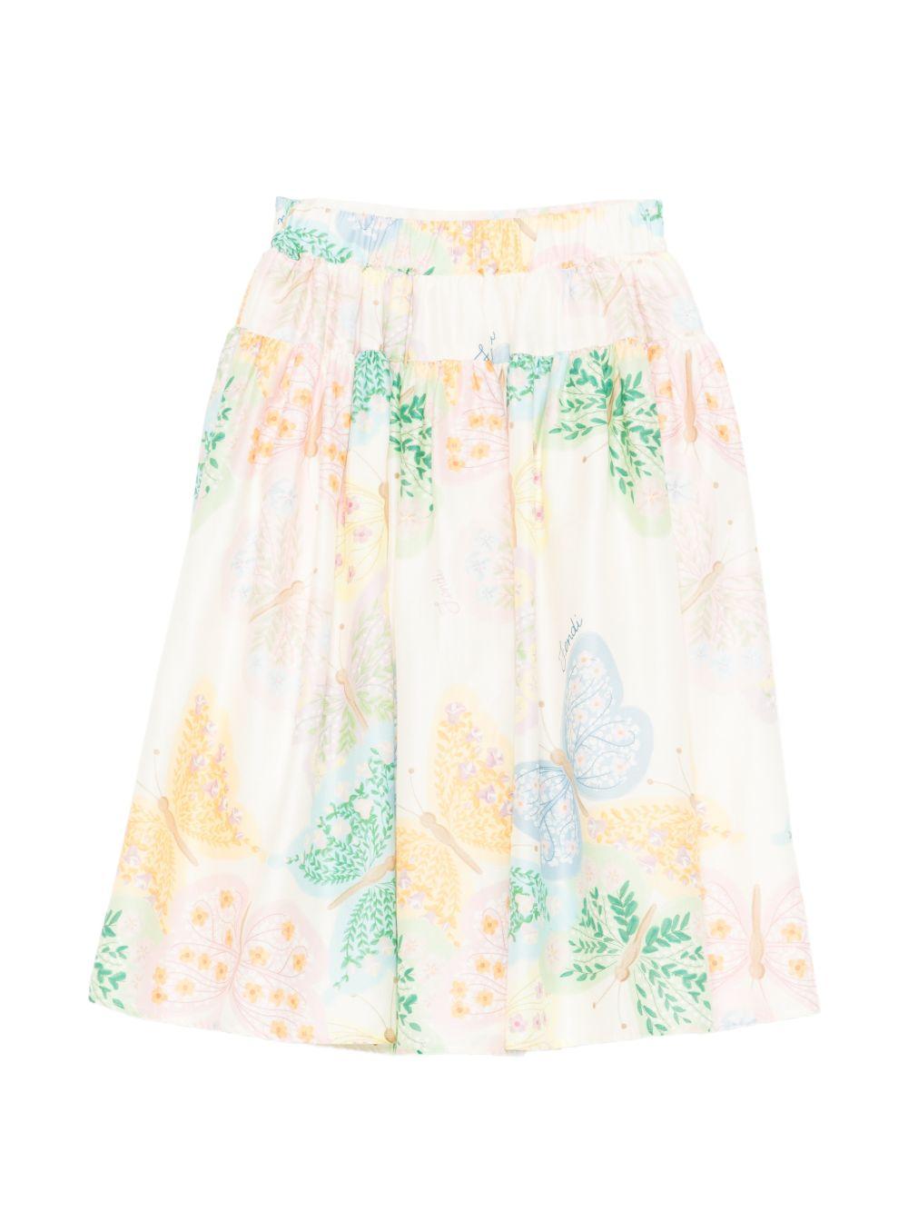 Gonna per bambina Fendi Kids bianca con stampa con farfalle JFE206 AVWM F0ZA0 FENDI KIDS 