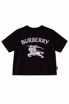 T-shirt per neonato Burberry Kids Equestrian Knight Design nero con stampa logo 8121190 A1189 BURBERRY KIDS 