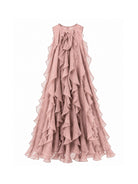 Abito per bambina Maison Ava Kids rosa con design drappeggiante MA SS26 GC25 PINK MAISON AVA KIDS 