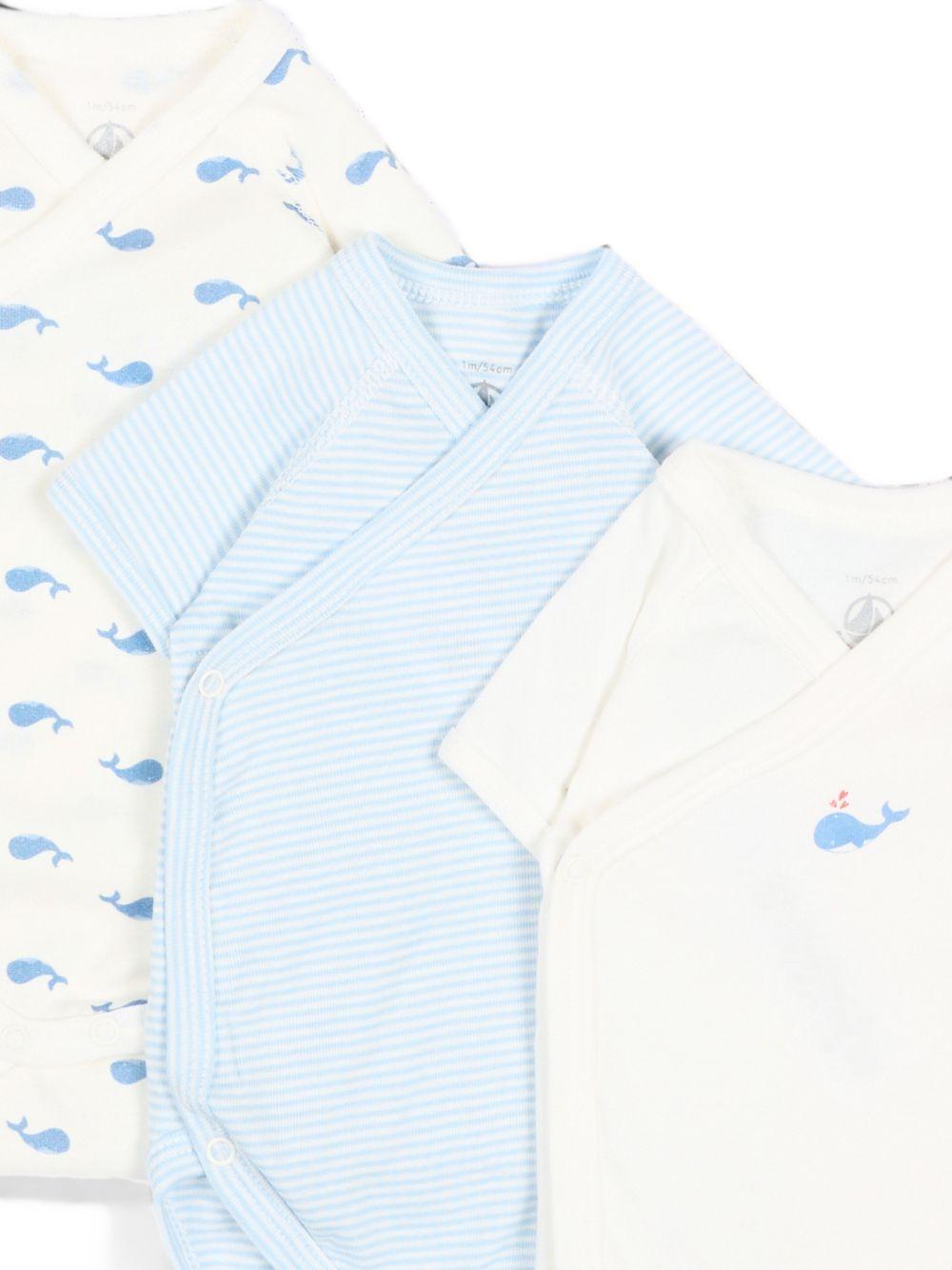 Set di tre body per neonato Petit Bateau multicolore con stampa balene A0GHM 00 PETIT BATEAU KIDS 