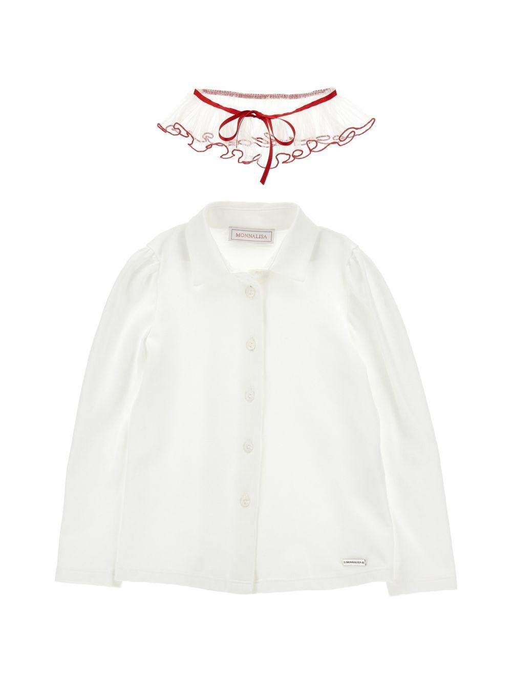 Camicia per bambina Monnalisa Kids bianca con colletto con ruches 17H300 8201 0143 MONNALISA KIDS 