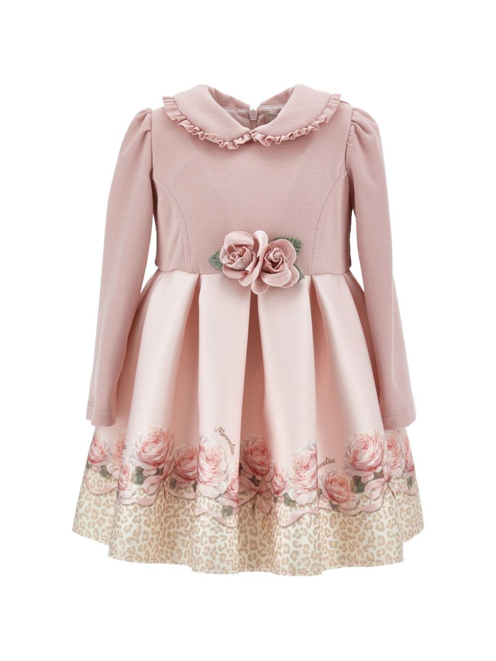 Abito per bambina Monnalisa Kids rosa con applicazione fiori sul davanti 31H909 8651 0080 MONNALISA KIDS 