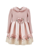 Abito per bambina Monnalisa Kids rosa con applicazione fiori sul davanti 31H909 8651 0080 MONNALISA KIDS 