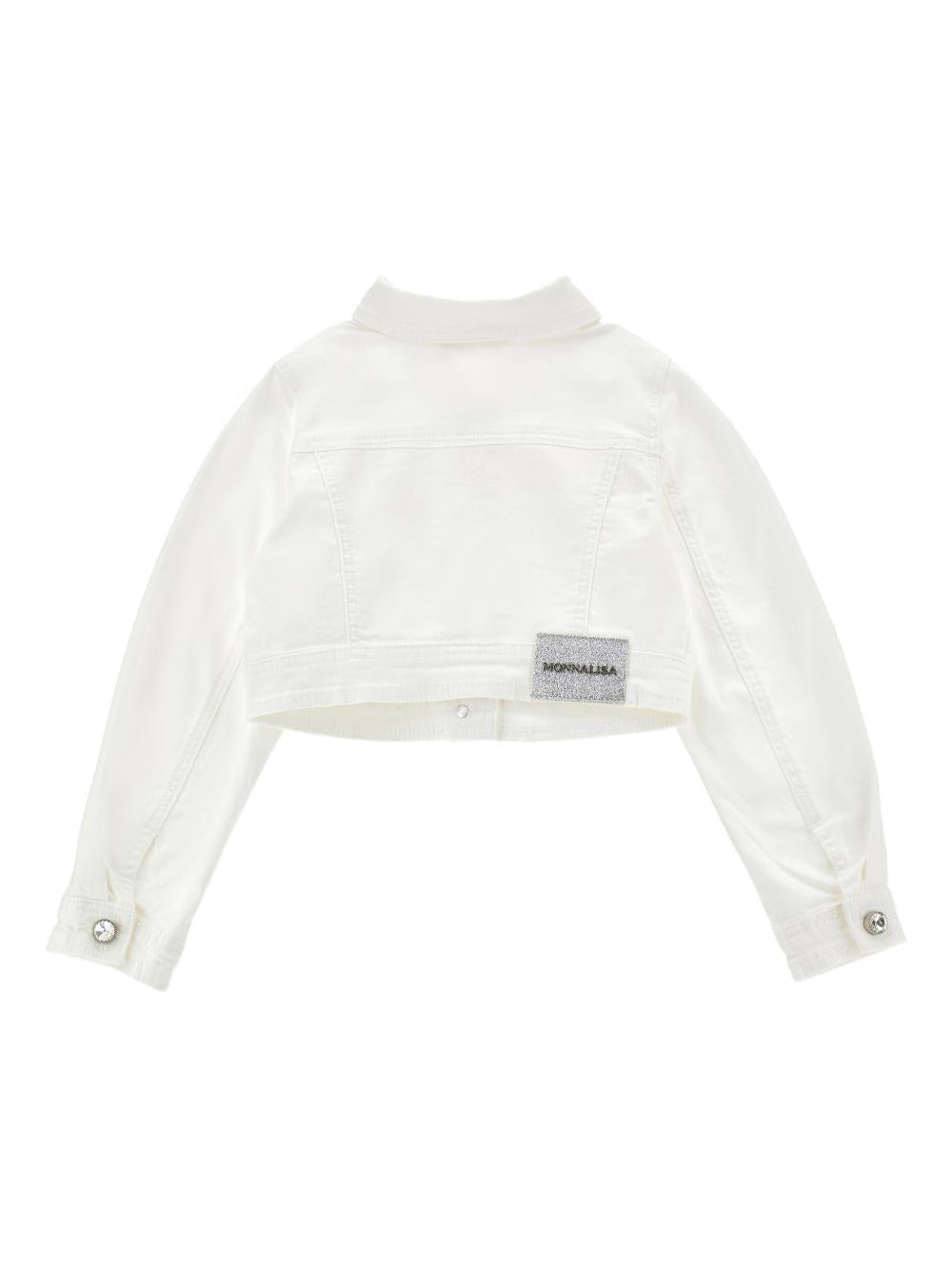 Giacca per bambina Monnalisa bianca con applicazioni cristalli 79G105NP 7015 0001 MONNALISA KIDS 