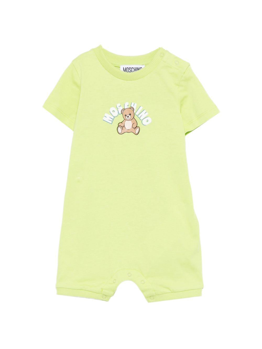 Tutina per neonati Moschino Kids verde con Teddy Bear sul davanti MTY022LAA01 30355 MOSCHINO KIDS 