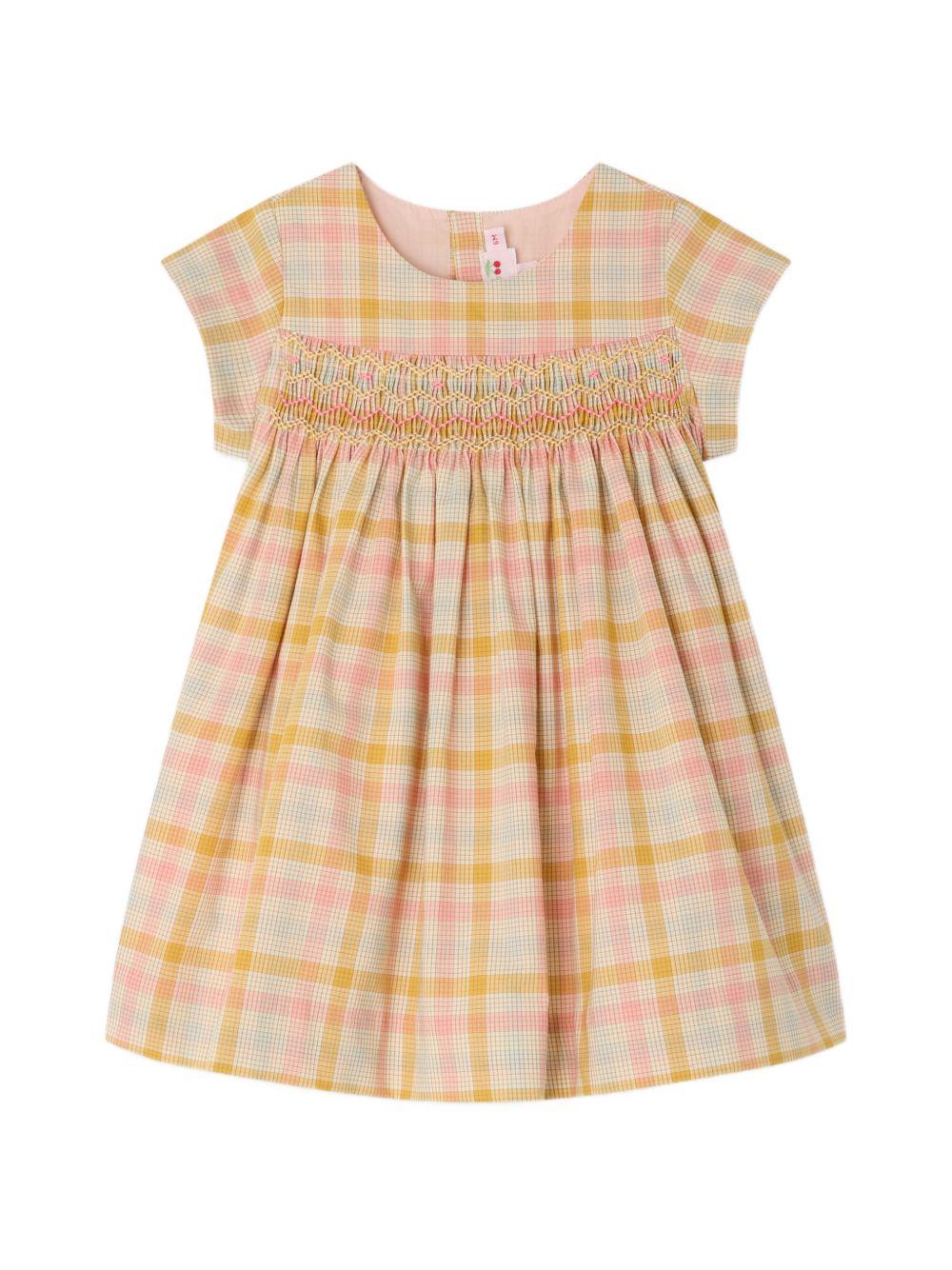 Abito per neonata Bonpoint rosa con motivo a quadri S06XDRW00015 320 BONPOINT KIDS 