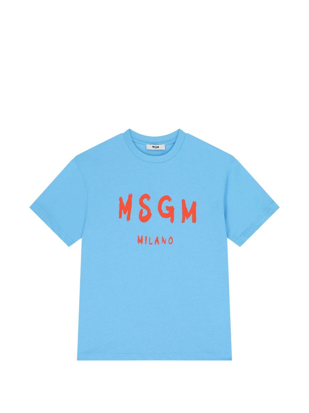 T-shirt per bambini MSGM Kids azzurra con stampa logo S6MSJUTH001 MS073 MSGM KIDS 