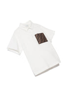 T-shirt per bambino Fendi Kids bianca con colletto stile polo JMI399 7AJ F0TU9 FENDI KIDS 