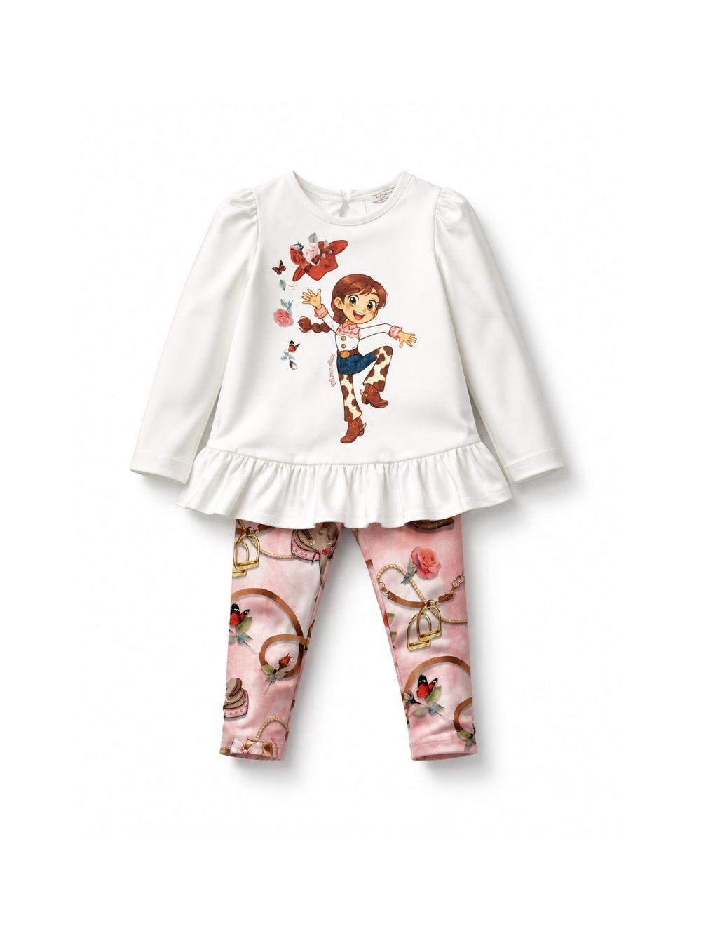 Set t-shirt e pantaloni per bambina Monnalisa Kids multicolore con stampa cowgirl 19H501 8002 0194 MONNALISA KIDS 