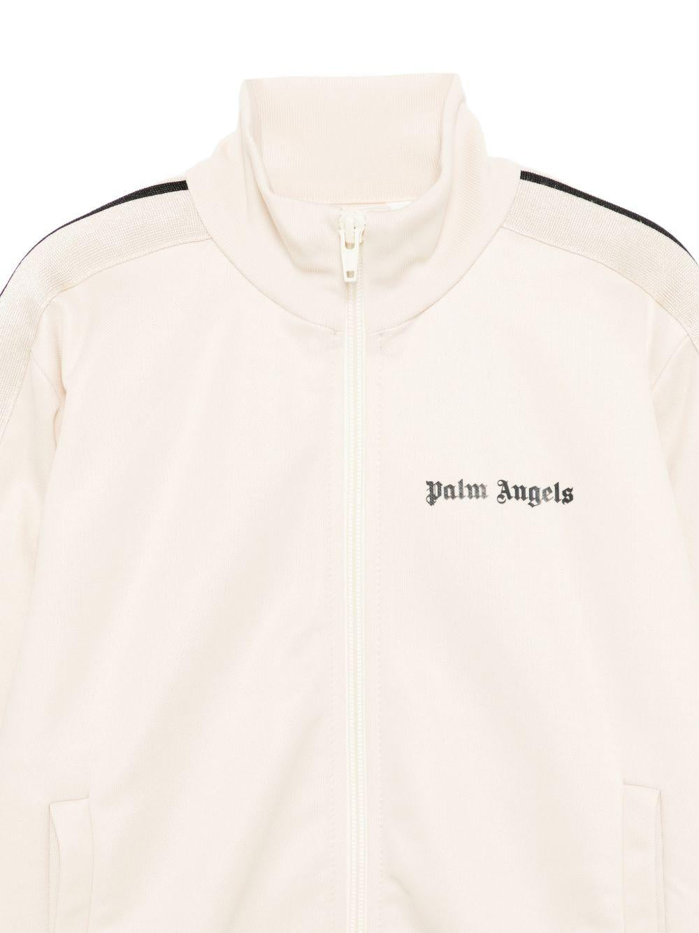 Felpa per bambino Palm Angels Kids bianco crema con dettagli a righe laterali PBBD002S26FAB001 092 PALM ANGELS KIDS 