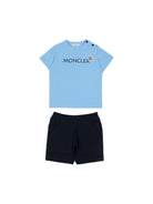 Set t-shirt e shorts per neonato Moncler Enfant multicolore con stampa logo sul davanti L19518M0000989AUM F77 MONCLER KIDS 
