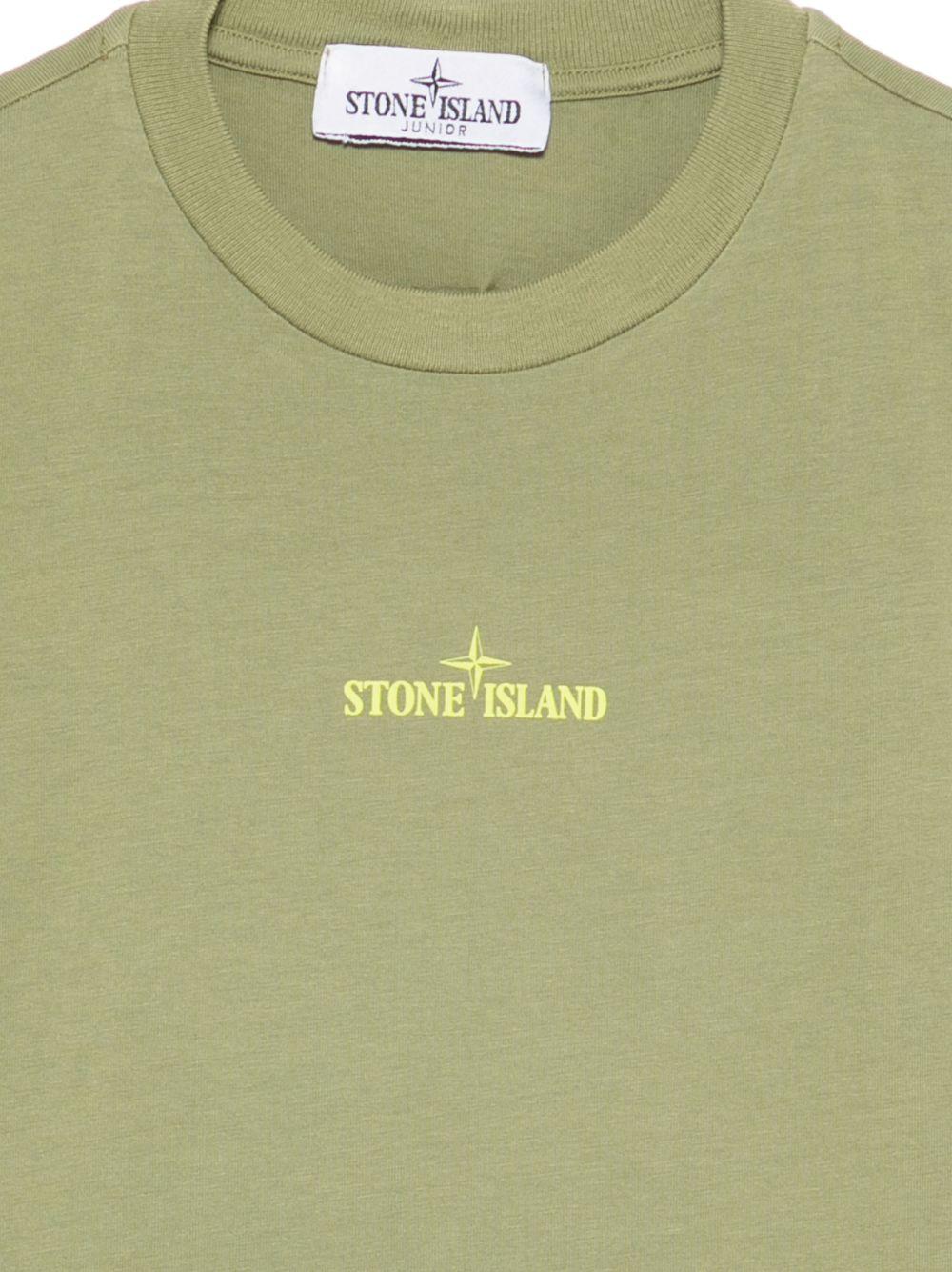 T-shirt per bambino Stone Island Junior verde con dettaglio logo L1S162100009S0377 V0058 STONE ISLAND JUNIOR 