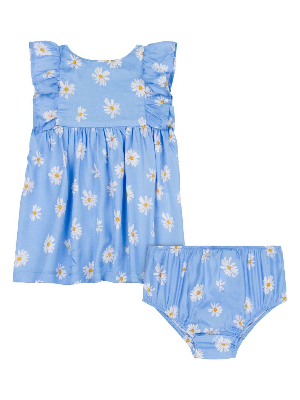 Abito a fiori per neonata Moschino Kids blu con scollo rotondo MDV0CIL1B11 84492 MOSCHINO KIDS 