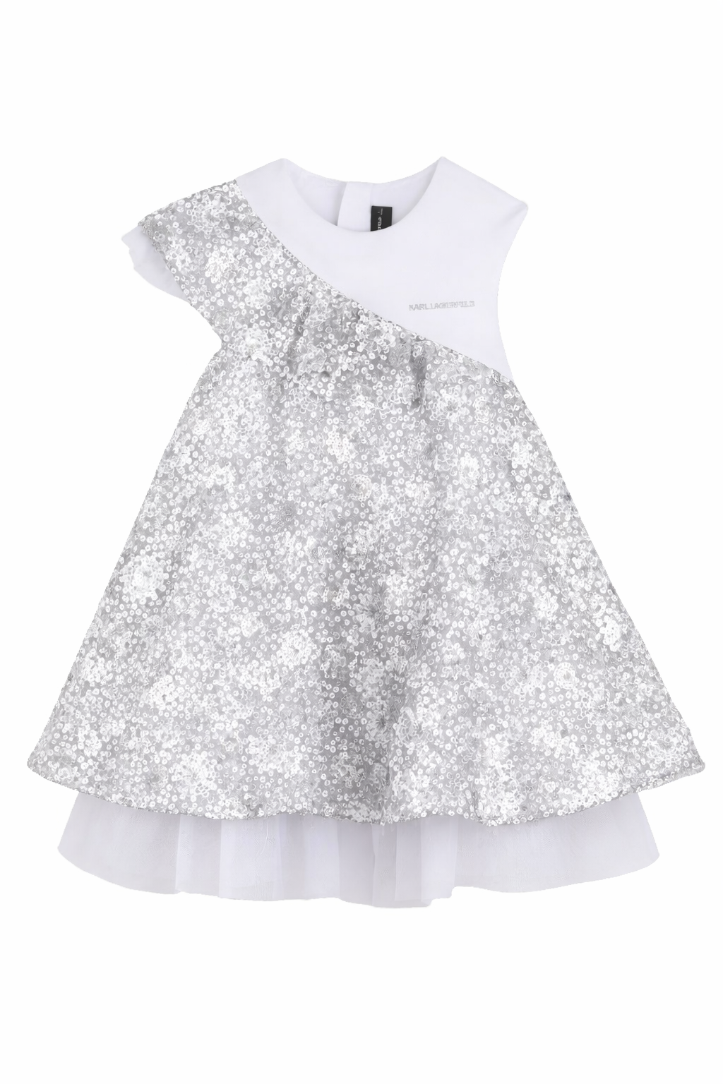 Abito per bambina Karl Lagerfeld Kids color argento con decorazione con paillettes Z31139 M31 KARL LAGERFELD KIDS 