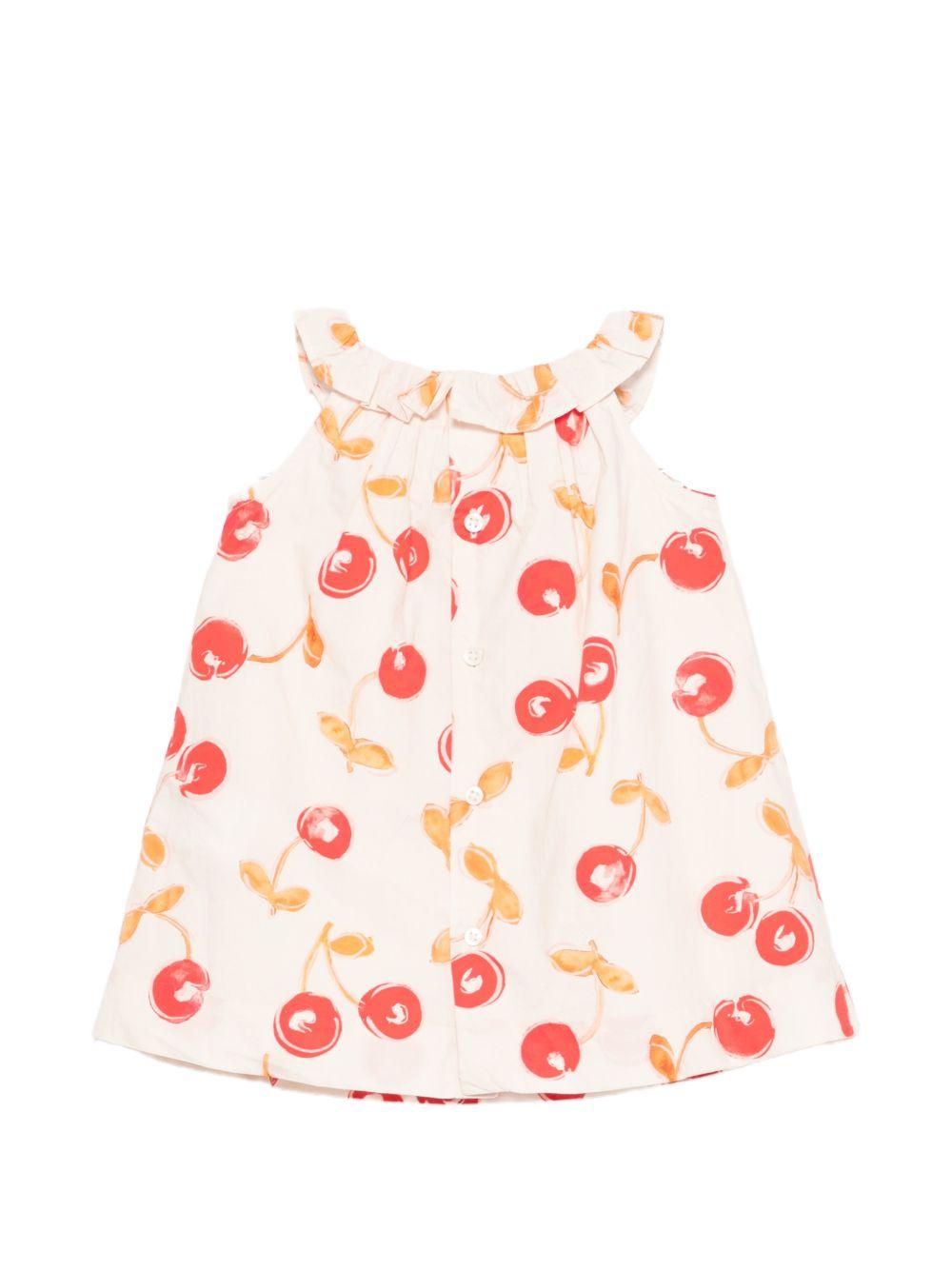 Abito per neonata Bonpoint rosa con stampa ciliegie all-over S06XDRW00019 603A BONPOINT KIDS 