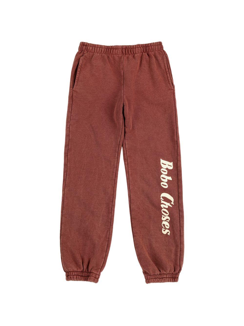 Pantaloni sportivi per bambino Bobo Choses marrone con logo sul davanti B126AC084 211 BOBO CHOSES KIDS 