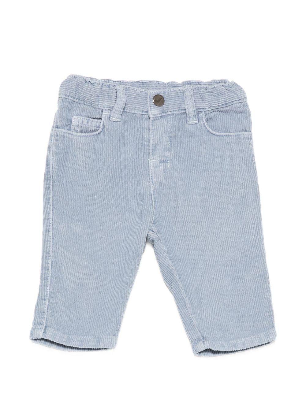 Pantaloni per neonato Emporio Armani Kids azzurro chiaro con effetto velluto EB001506 AF26401 U9366 EMPORIO ARMANI KIDS 