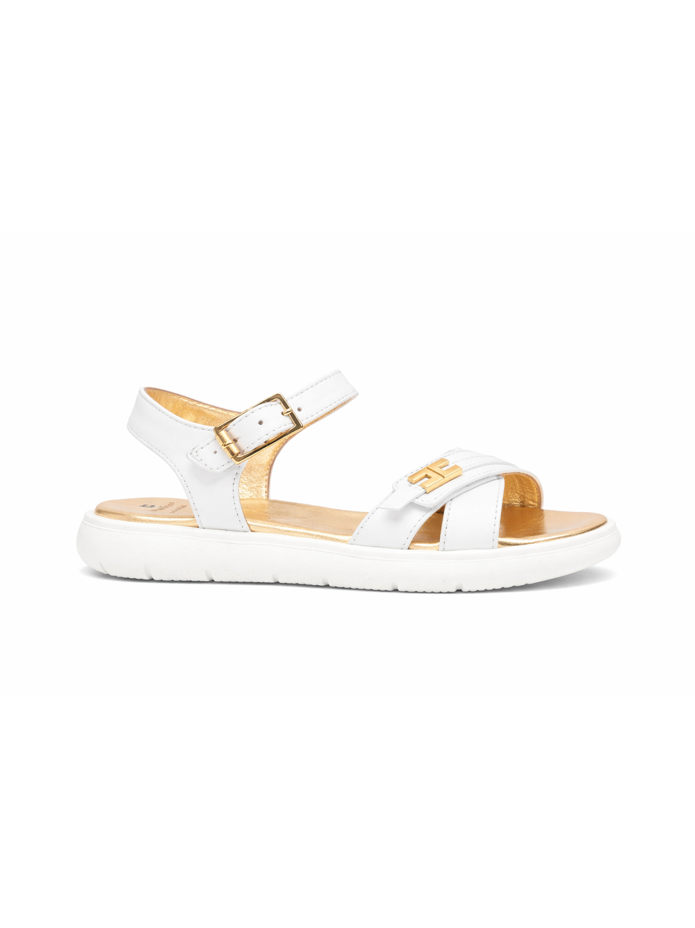 Sandali per bambina Elisabetta Franchi La Mia Bambina bianchi con placca logo dorata F1A2E0552009 2139 ElISABETTA FRANCHI KIDS 