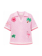 Maglia per bambina MC2 Saint Barth Kids rosa con motivo patch PIX0002 03562L MC2 ST. BARTH KIDS 