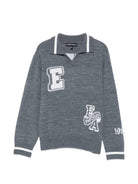 Maglione per bambino Emporio Armani Kids grigio con logo in maglia EB001583 AF27314 O8035 EMPORIO ARMANI KIDS 