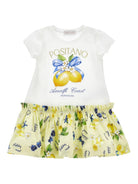 Abito per bambina Monnalisa multicolore con stampa grafica limoni sul davanti 11G916RU 7201 9914 MONNALISA KIDS 