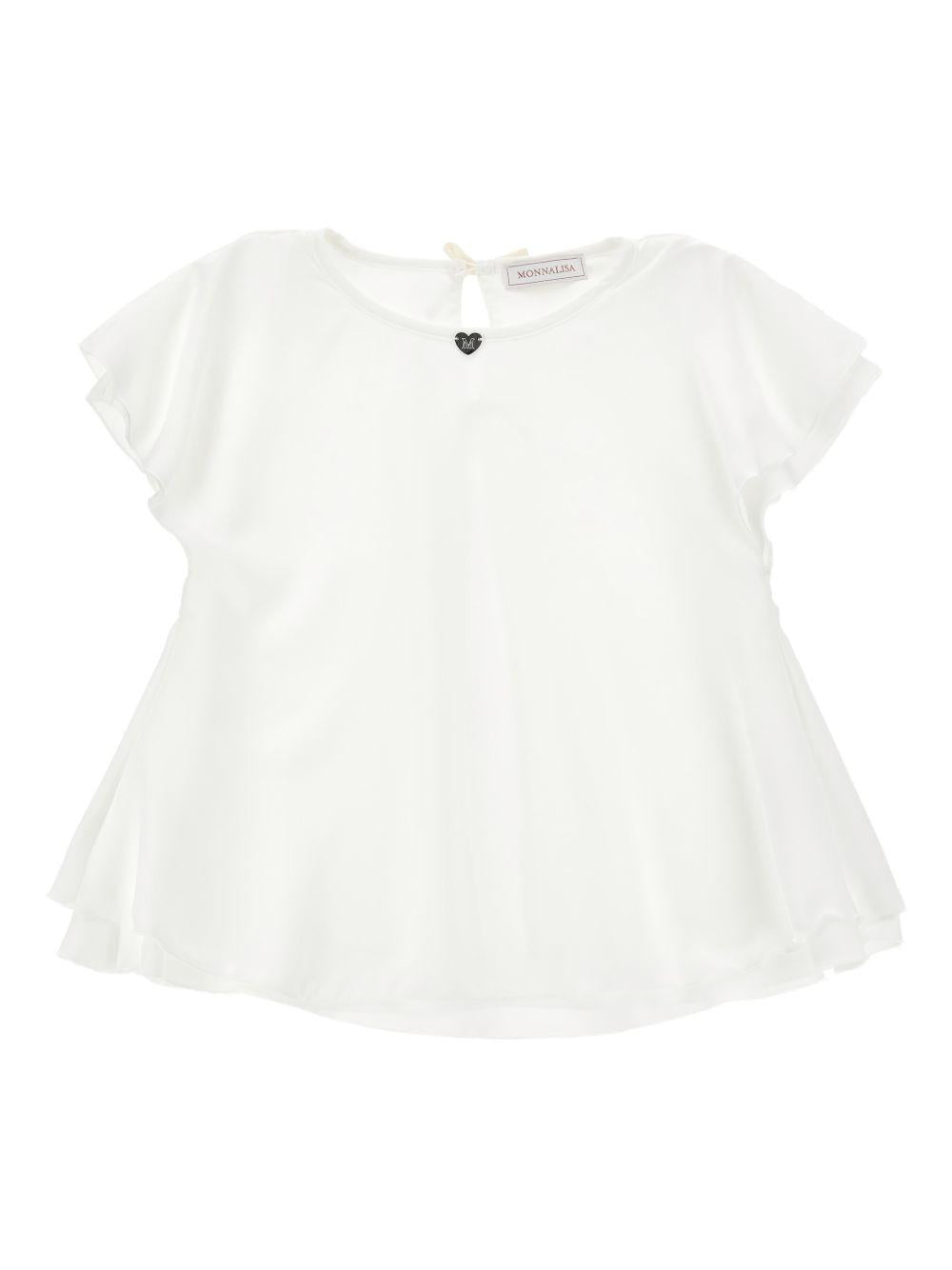 Blusa per bambina Monnalisa bianca con dettaglio fiocco posteriore 17G303 7113 0001 MONNALISA KIDS 
