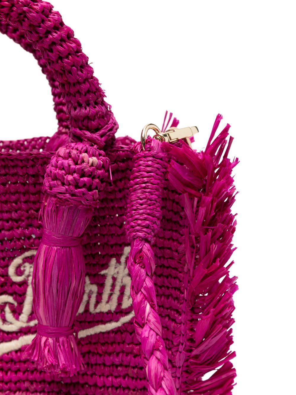 Borsa Vanity Mini MC2 Saint Barth fucsia in rafia con nappa VAMI017 00453L MC2 ST. BARTH KIDS 