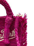 Borsa Vanity Mini MC2 Saint Barth fucsia in rafia con nappa VAMI017 00453L MC2 ST. BARTH KIDS 