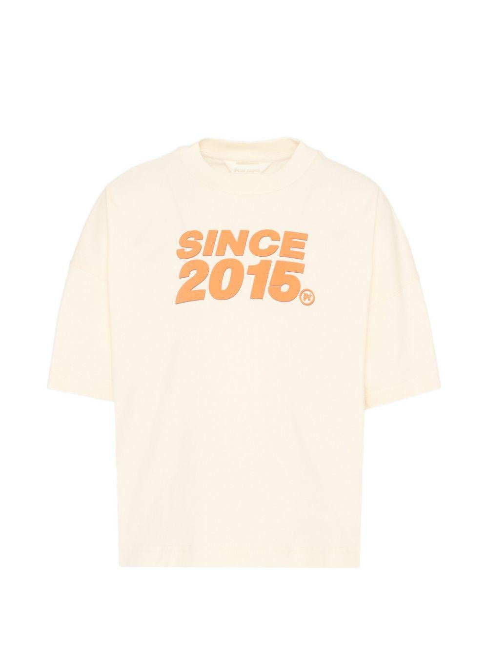 T-shirt per bambino Palm Angels Kids beige con stampa grafica sul retro PBAA002S26JER002 002 PALM ANGELS KIDS 