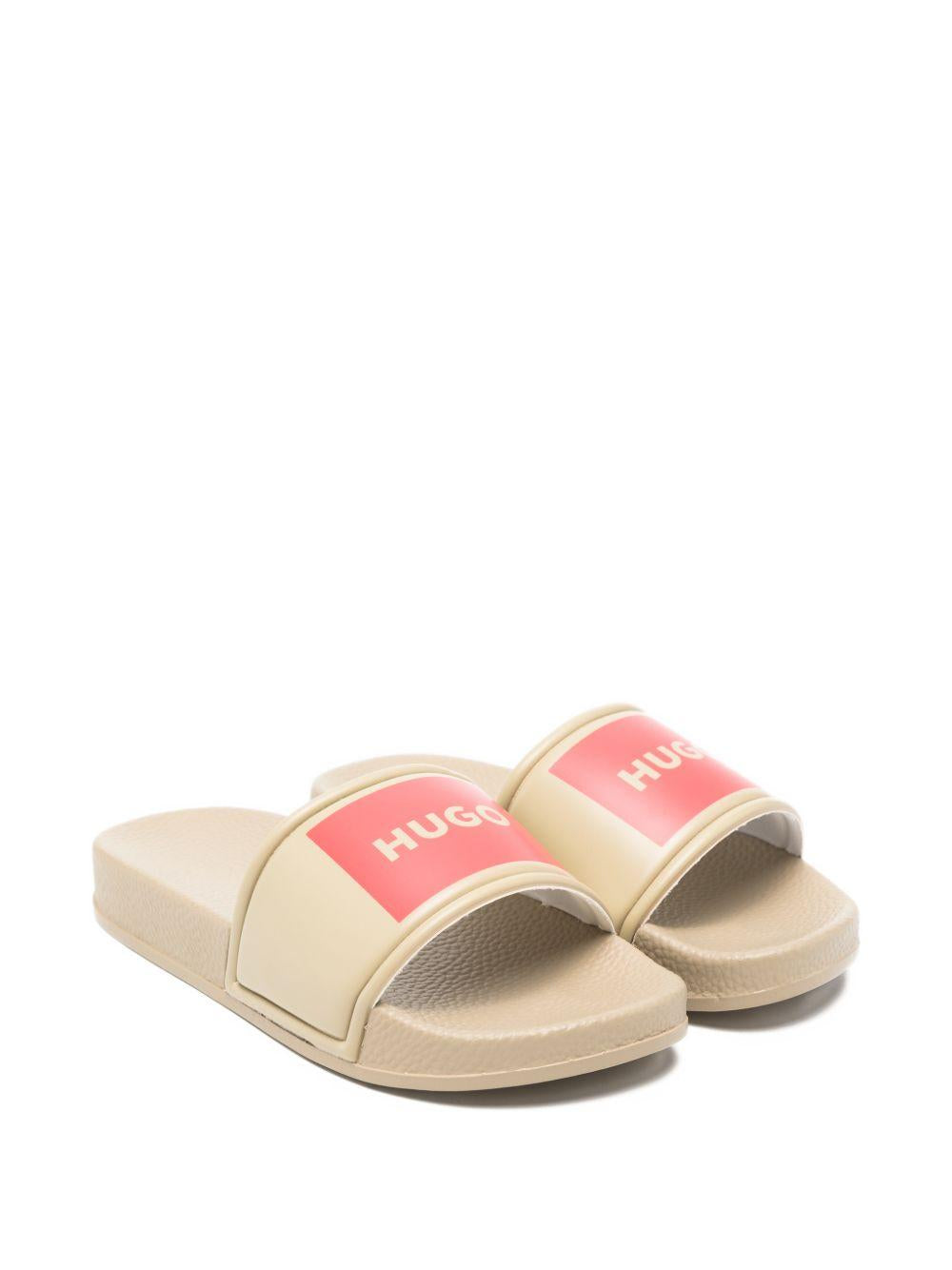 Pantofole per bambino Hugo Kids beige con dettaglio logo G01179 23B Hugo KIDS 