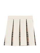 Gonna plissettata per bambina Burberry Kids beige in misto lana Check 8125915 A1452 BURBERRY KIDS 