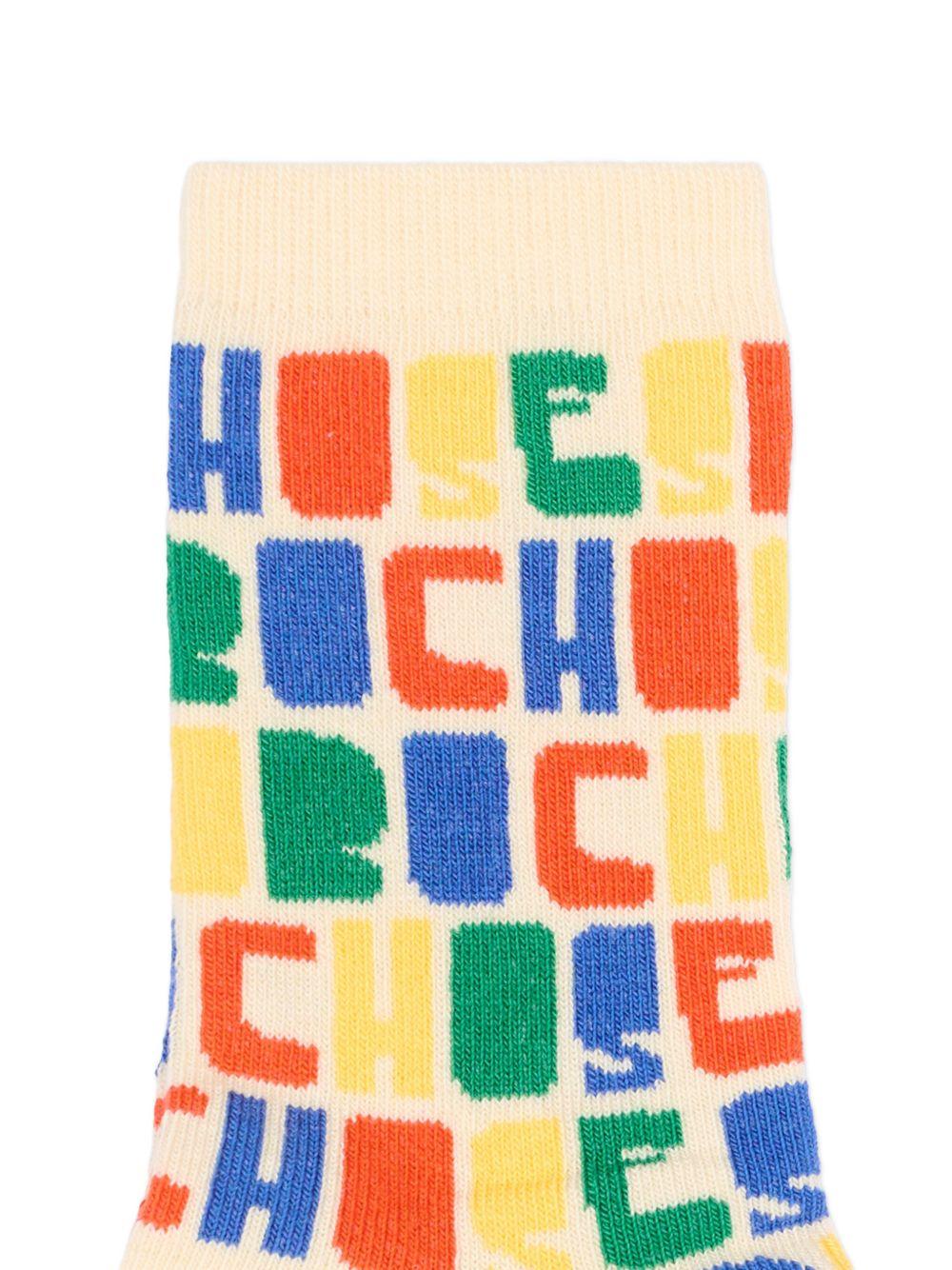 Calzini per bambini Bobo Choses beige con stampa logo all-over B126AI045 991 BOBO CHOSES KIDS 