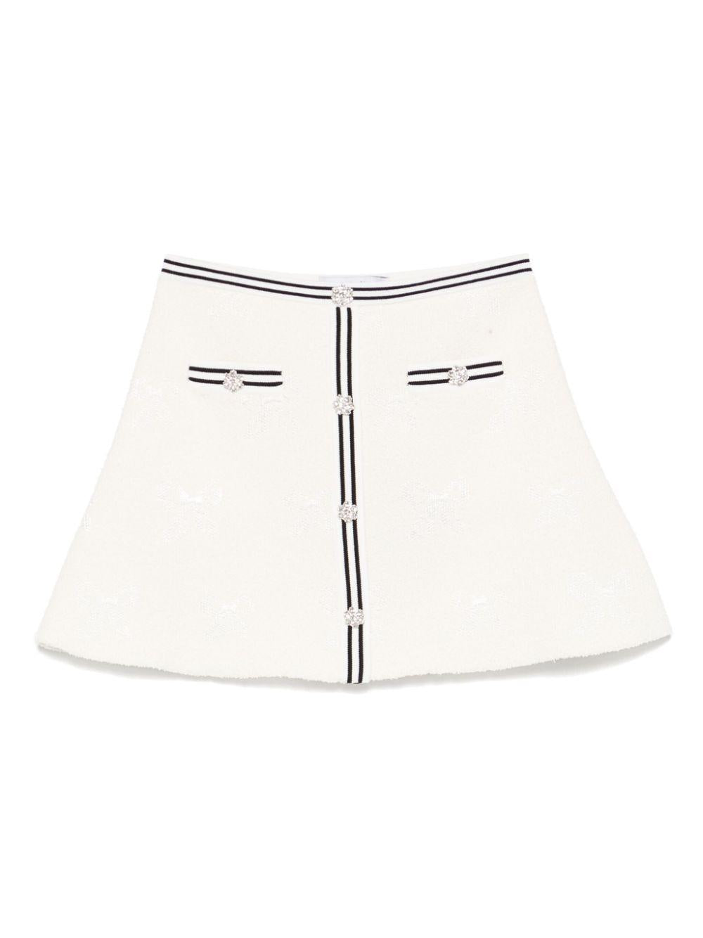 Gonna con effetto jacquard per bambina Self-Portrait Kids bianco con vita elasticizzata RS25 737SK W WHITE SELF-PORTRAIT KIDS 